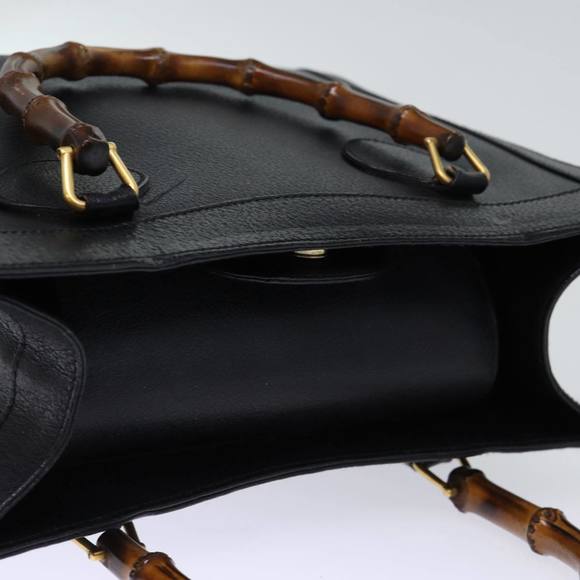 GUCCI Bamboo Hand Bag Leather Black 002 1186 0260 Auth 72838 - Picture 6 of 16